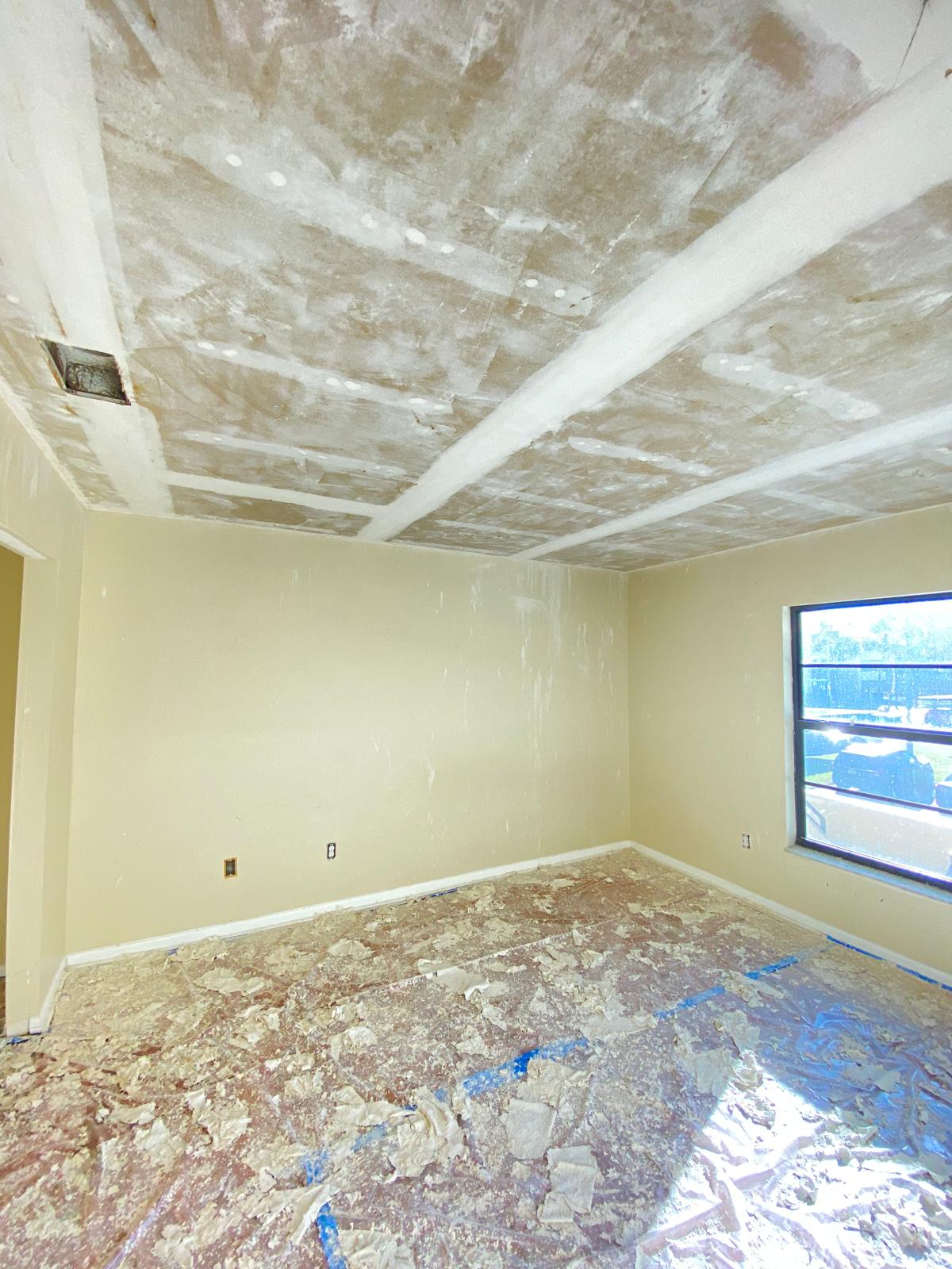 Coffered ceiling mudding detail work