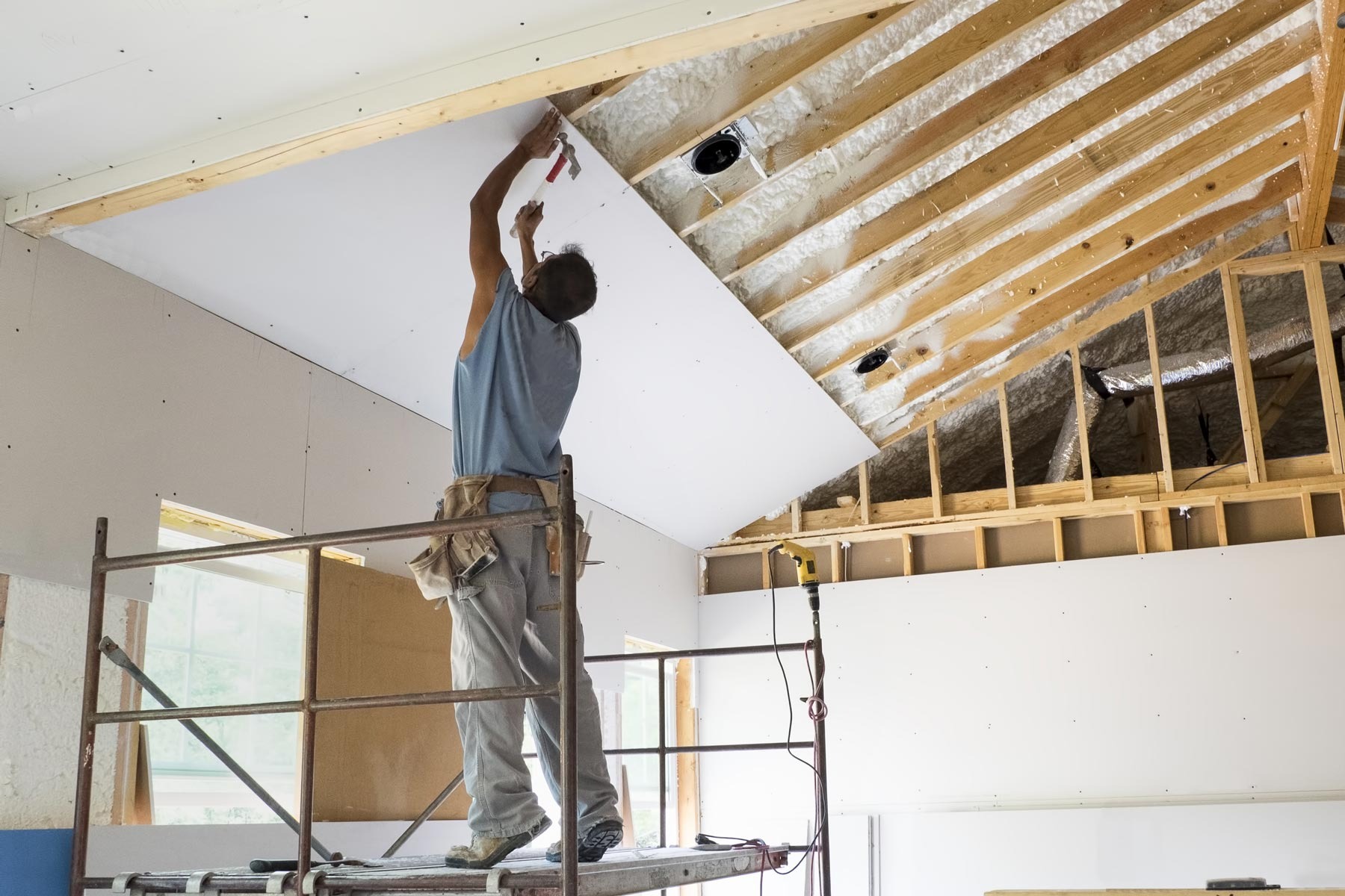 Ceiling drywall installation