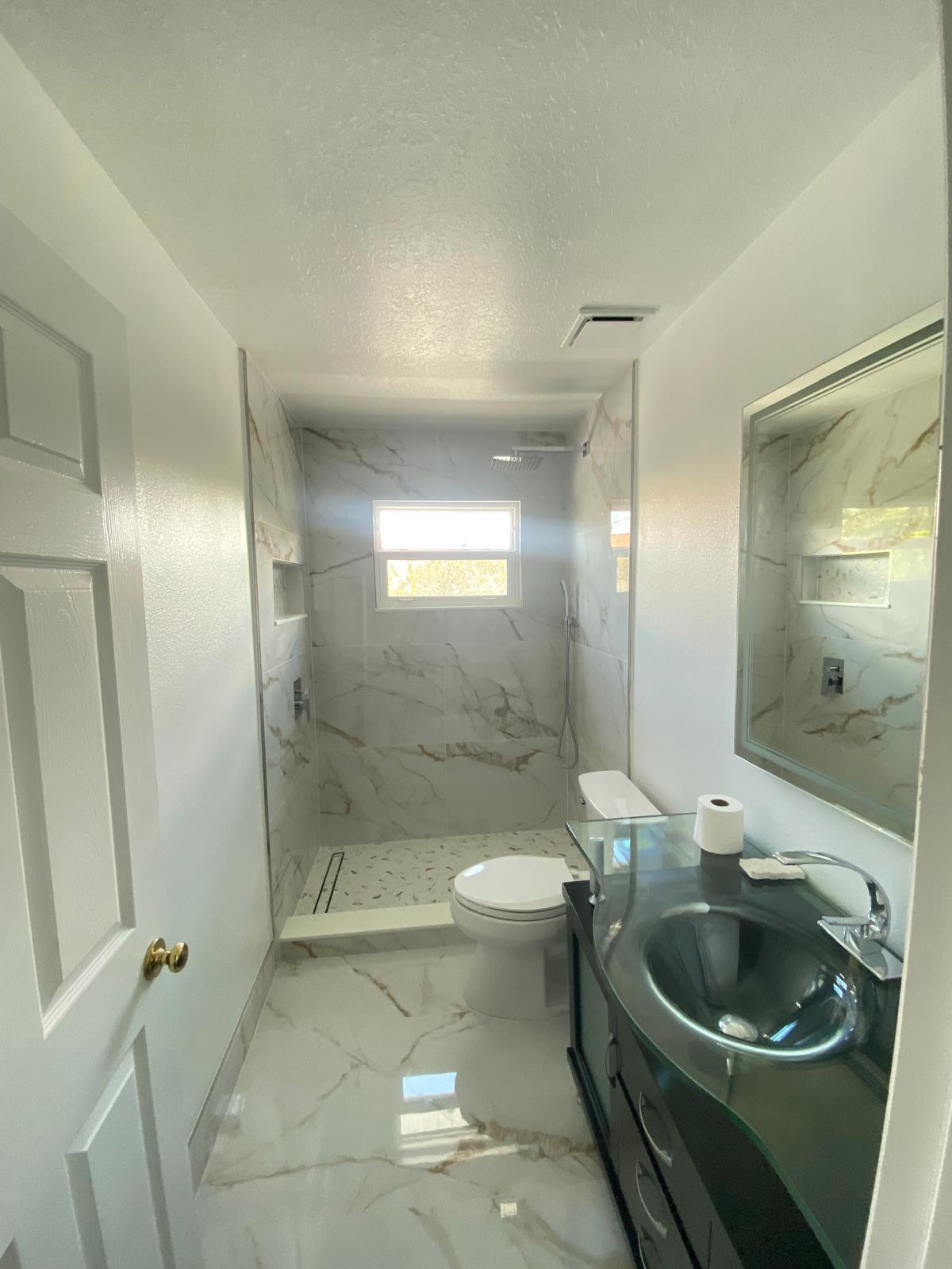 Luxury bathroom painting with marble