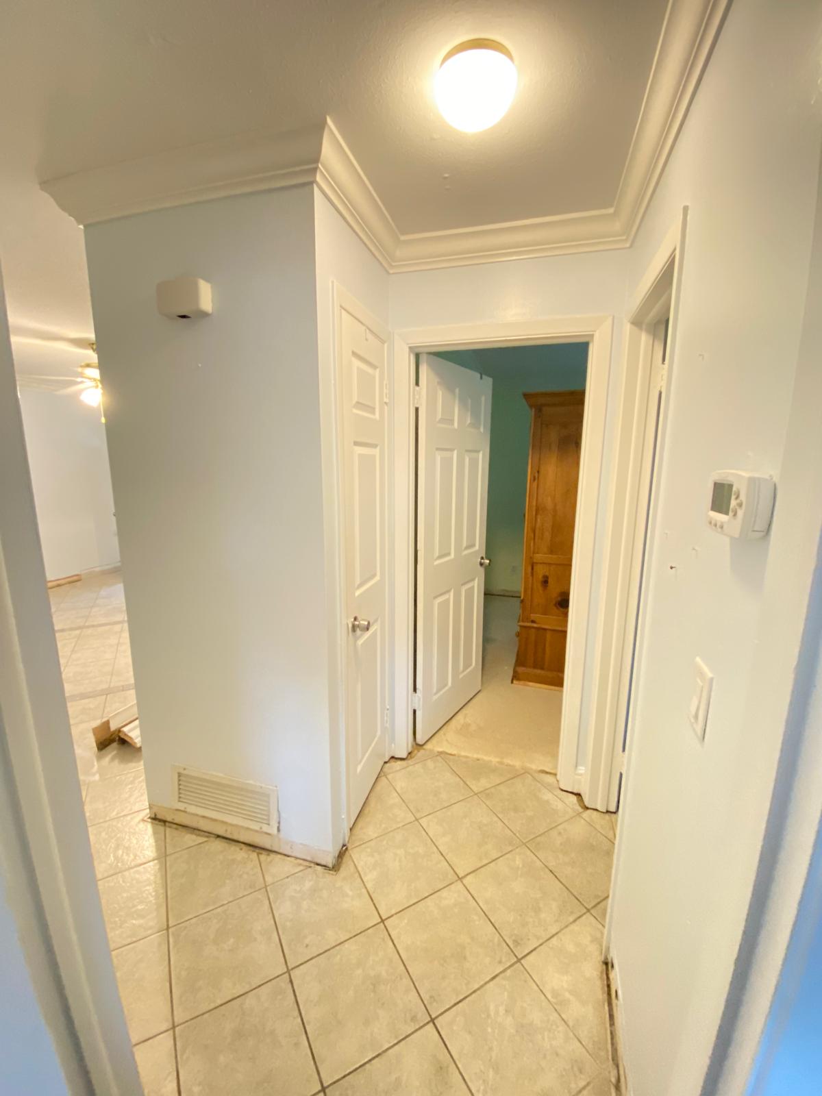 Decorated beige hallway