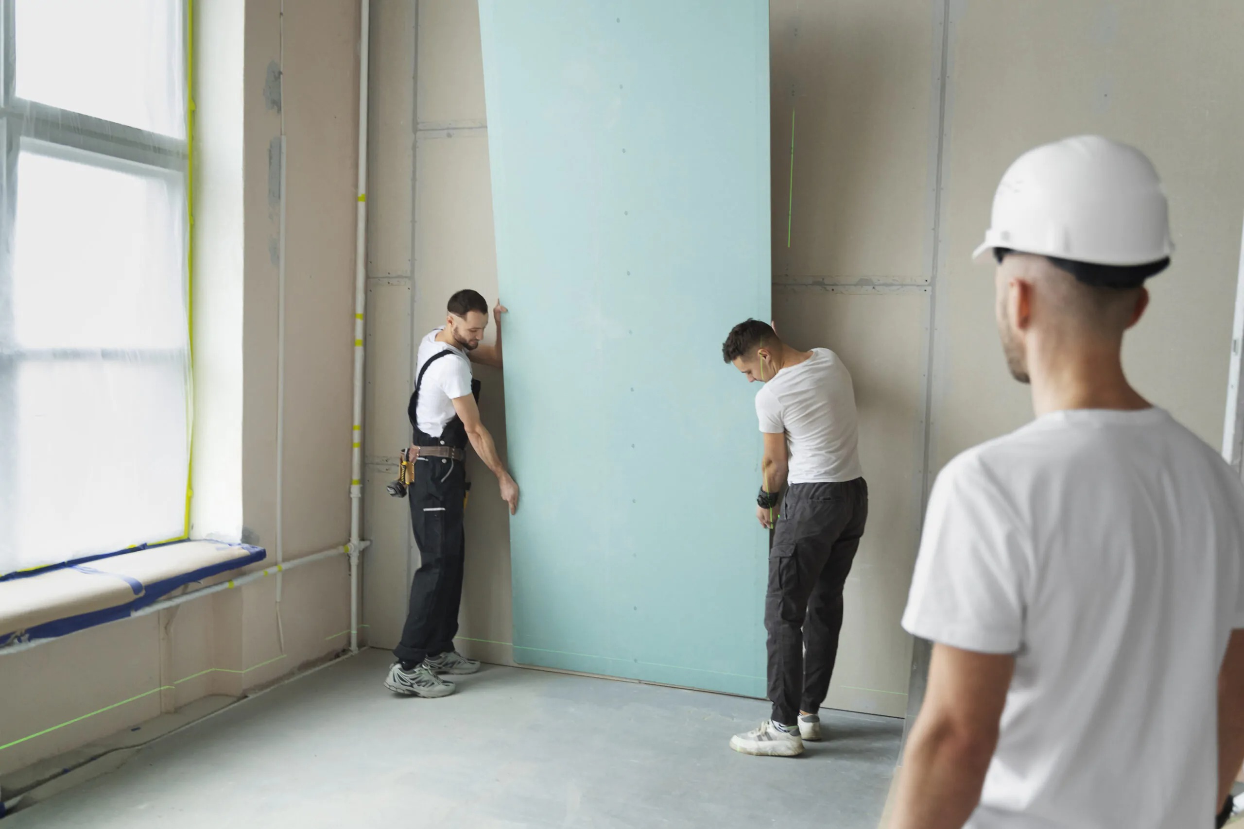 Jenrayz team working on drywall installation